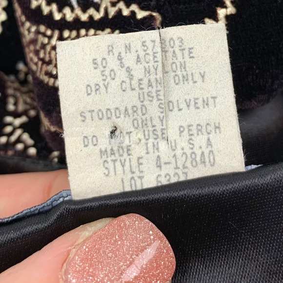 80's black velvet and gold blazer by NORTON McNAUGHTON Petites - Picture 6 of 12